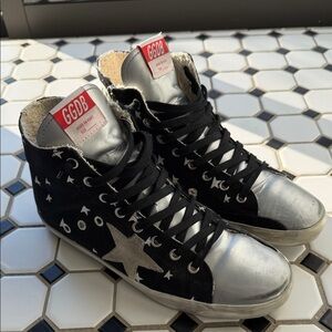 Golden Goose Black and Silver Sneakers